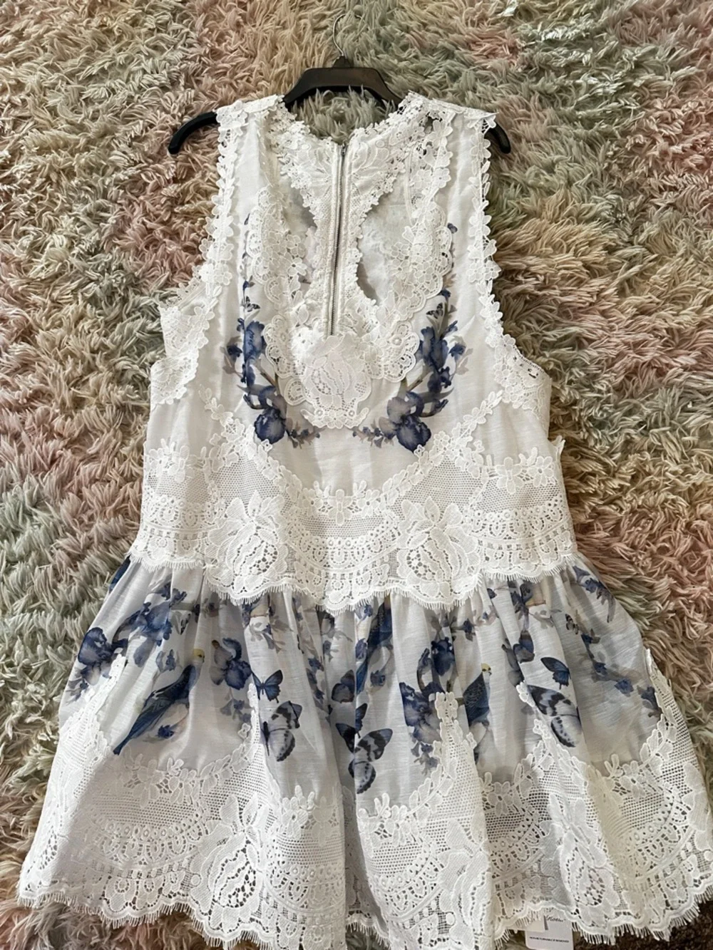 NWT Miss Rosier Zimmerman Two Pieces White Floral Mini Dress Size Large